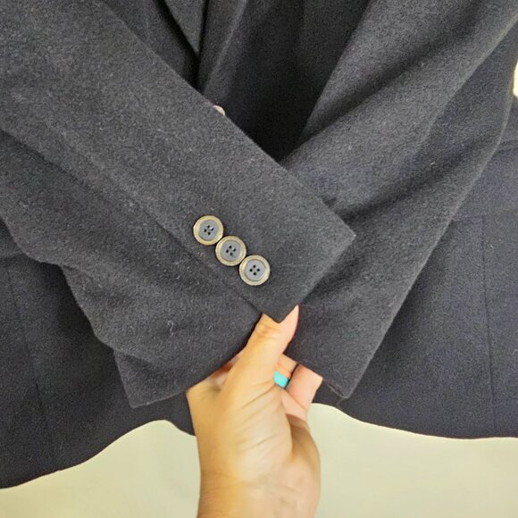VTG San Felice Black Cashmere & Wool Blazer Sz 48L Ventless Quiet Luxury Formal - Picture 9 of 10